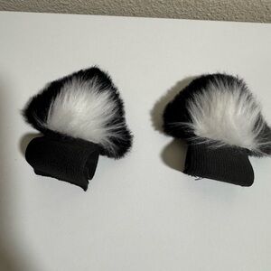 Black and White Furry Headphone Attachment Cat Ears
